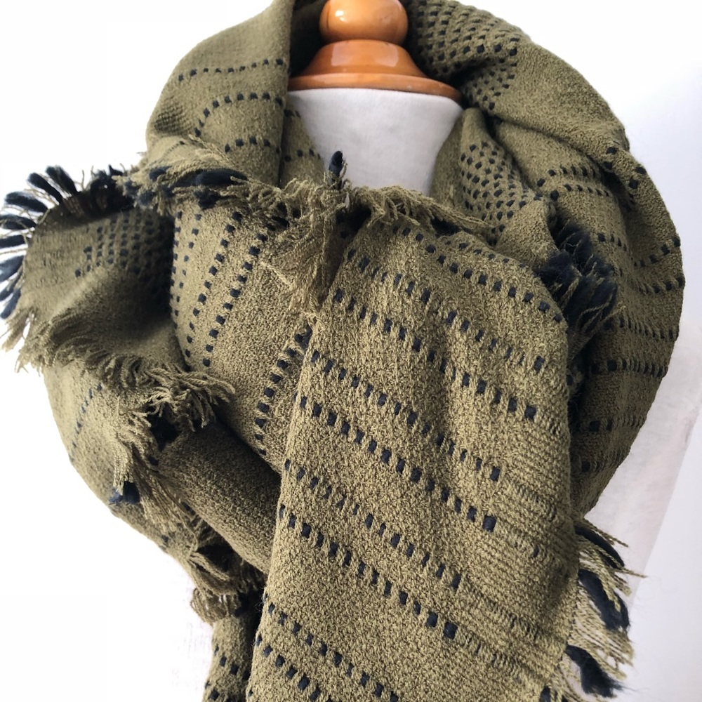 Olive and black scarf